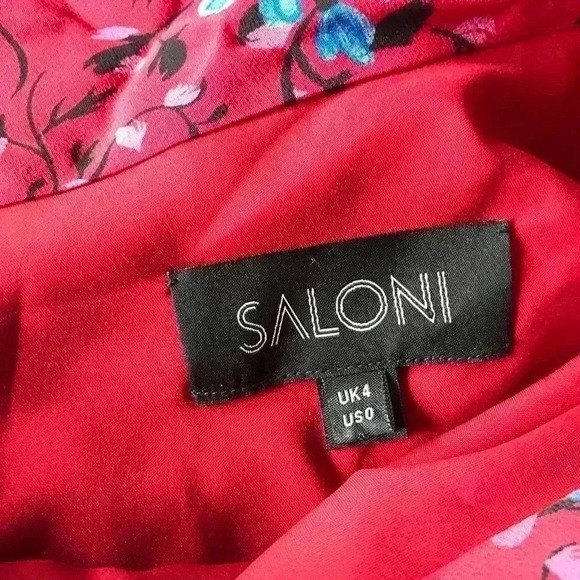 Saloni Dress Lexie Scarlet Posey Midi Dress Sz 0 - Picture 13 of 15
